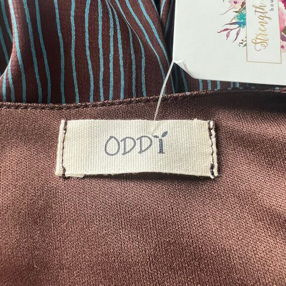 NWT ODDY Woman’s Brown Blue Striped Sleeveless Lightweight Maxi Dress- Size S - Picture 4 of 12